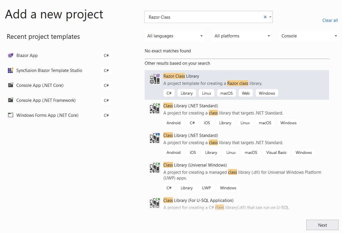 Adding a New Razor Class Library