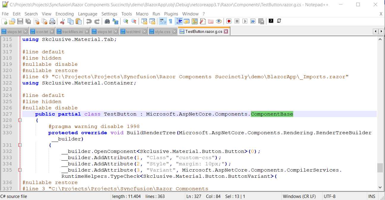 The Generated Class (Inheriting from ComponentBase)