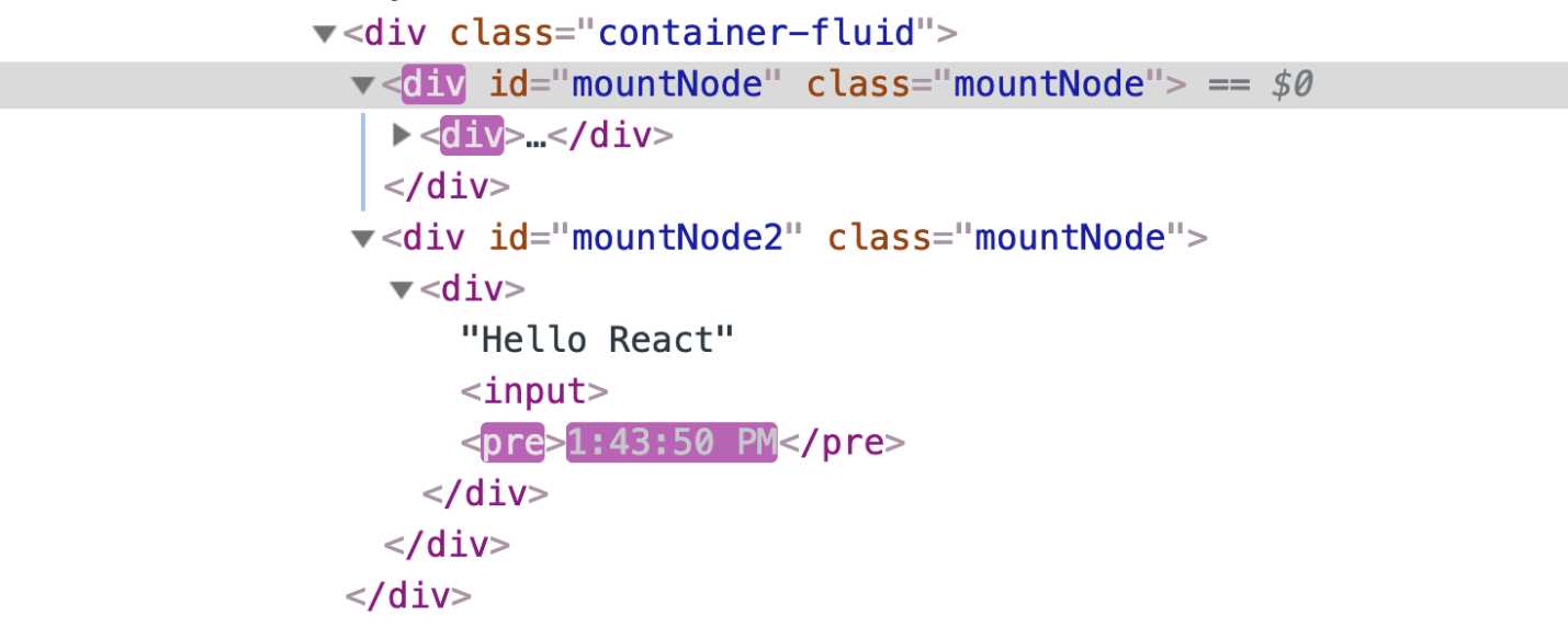 React updates only the pre element