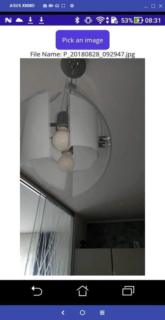 Displaying an image selected from the device