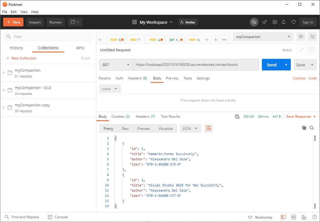 Getting the list of books with Postman