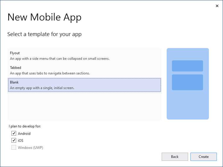 Creating a new Xamarin.Forms blank solution
