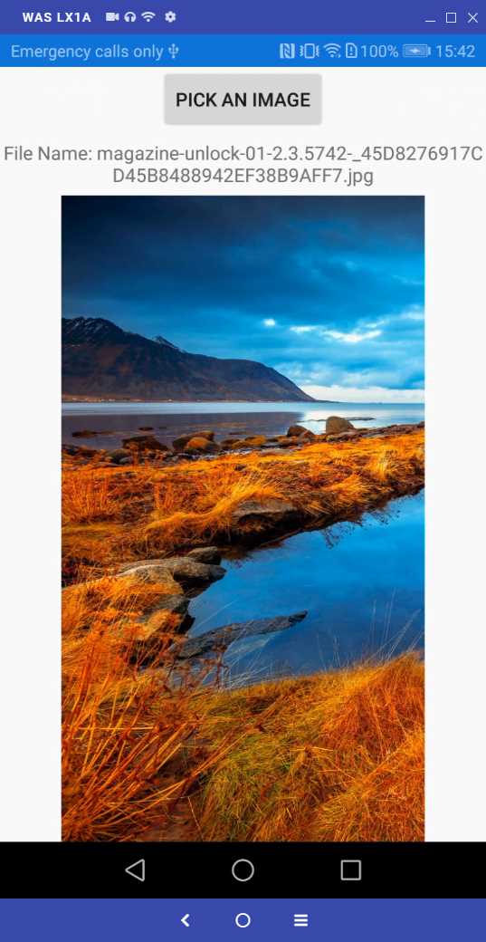 Displaying an image selected from the device