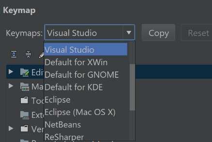 Keymap Selection Dropdown List