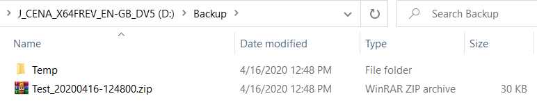 Backup Script Execution Updated Results