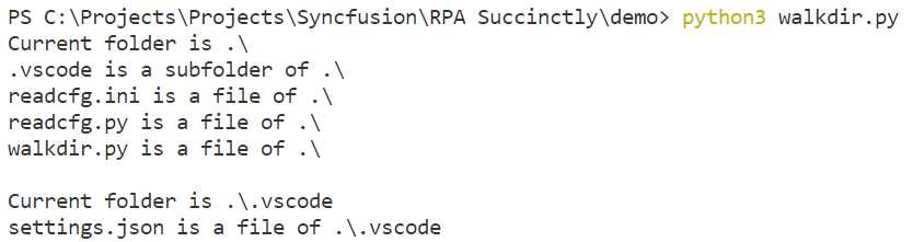 Console Output – walkdir.py Execution