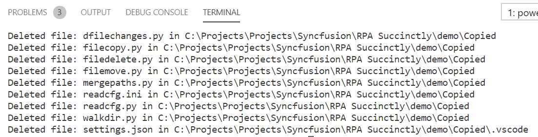 Files Deleted within the Copied Folder