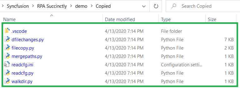 The Contents of the Copied Folder