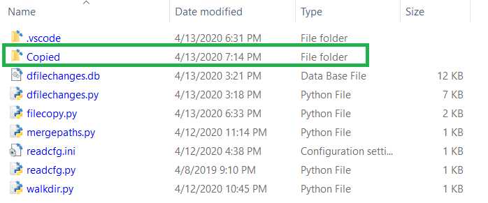 The Copied Folder within the Origin Folder