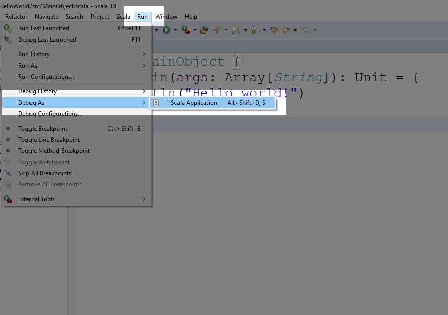 Debugging a Scala Application