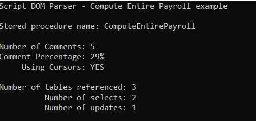 Stored proc analysis