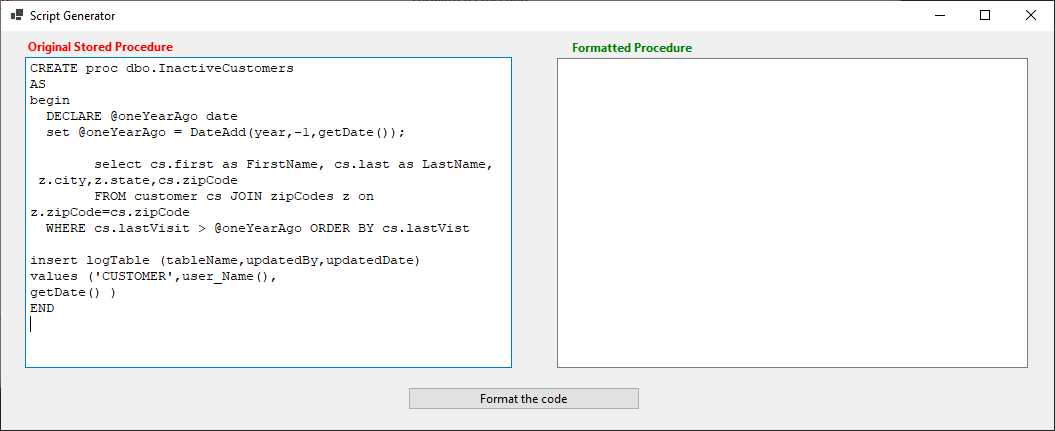 WinForms application
