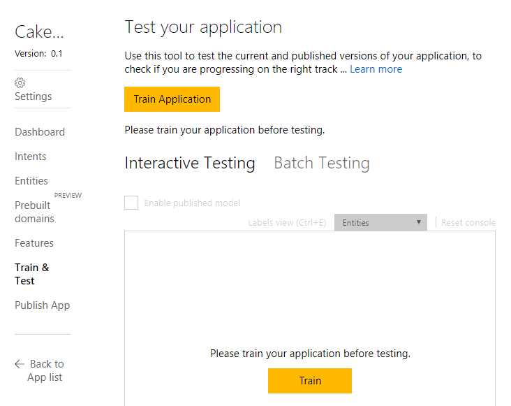 The “Train & Test” Screen