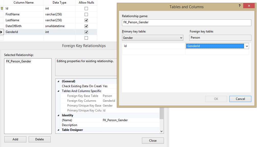 A foreign key relationship