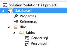 Database project Solution Explorer