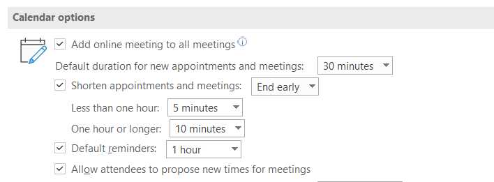 Options to shorten appointments automatically