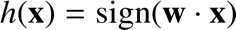 %FontSize=11
%TeXFontSize=11
\documentclass{article}
\pagestyle{empty}
\begin{document}
\[
h(\mathbf{x})=\text{sign}(\mathbf{w}\cdot\mathbf{x})
\]
\end{document}