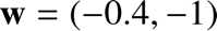 %FontSize=11
%TeXFontSize=11
\documentclass{article}
\pagestyle{empty}
\begin{document}
\[
\mathbf{w}=(-0.4,-1)
\]
\end{document}