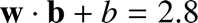 %FontSize=11
%TeXFontSize=11

\documentclass{article}
\pagestyle{empty}
\begin{document}
\[
\mathbf w \cdot \mathbf b + b = 2.8
\]
\end{document}