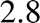 %FontSize=11
%TeXFontSize=11
\documentclass{article}
\pagestyle{empty}
\begin{document}
\[
2.8
\]
\end{document}