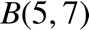 %FontSize=11
%TeXFontSize=11
\documentclass{article}
\pagestyle{empty}
\begin{document}
\[
B(5,7)
\]
\end{document}