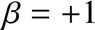 %FontSize=11
%TeXFontSize=11
\documentclass{article}
\pagestyle{empty}
\begin{document}
\[
\beta = +1
\]
\end{document}