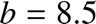 %FontSize=11
%TeXFontSize=11
\documentclass{article}
\pagestyle{empty}
\begin{document}
\[
b=8.5
\]
\end{document}