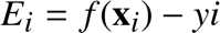 %FontSize=11
%TeXFontSize=11
\documentclass{article}
\pagestyle{empty}
\begin{document}
\[
E_i = f(\mathbf x_i)-yi
\]
\end{document}