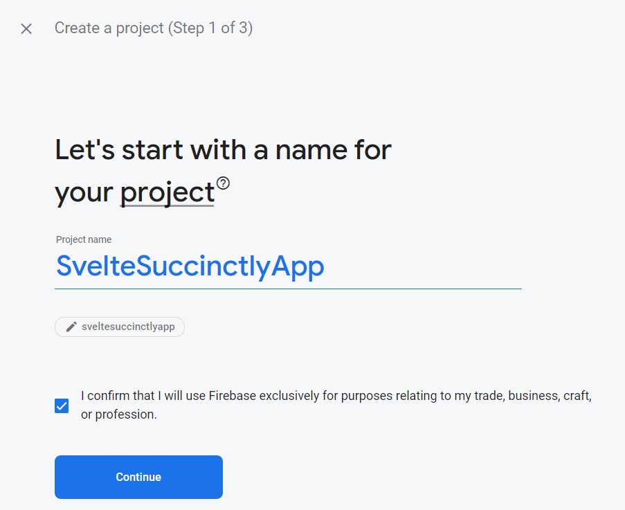 Creating a Firebase Project (Step 1 of 3)
