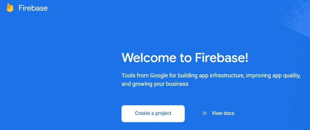 Firebase Console Front Page
