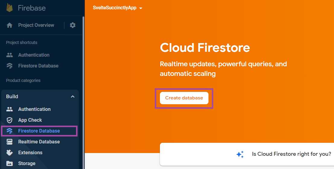Firebase Console (The Firebase Database Option—Cloud Firestore)