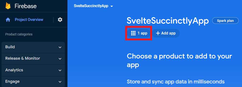Firebase Console (With the App Created)