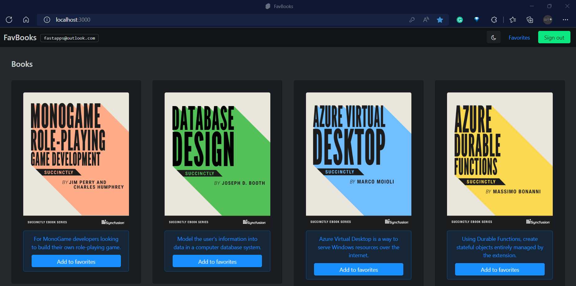 Testing the App (Main Page—User Signed In)