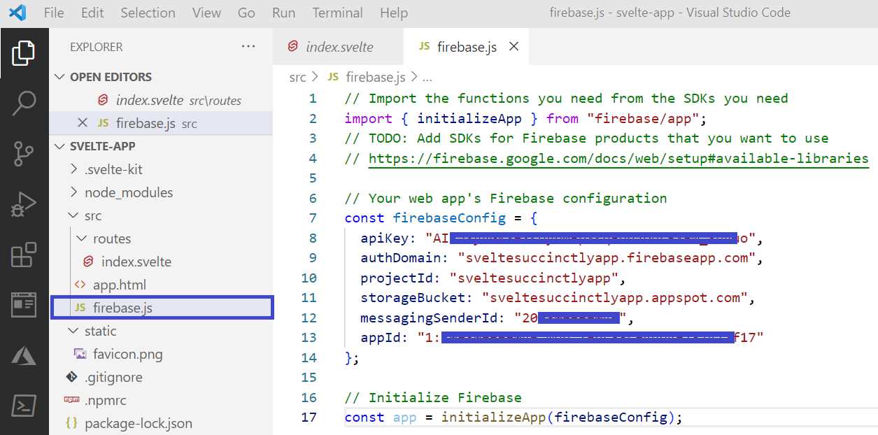 The firebase.js File (VS Code)