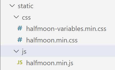 The Halfmoon JavaScript File within the scr/static/js Project Folder (VS Code)