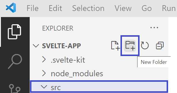The New Folder Icon (VS Code EXPLORER—For Creating a lib Subfolder within src)