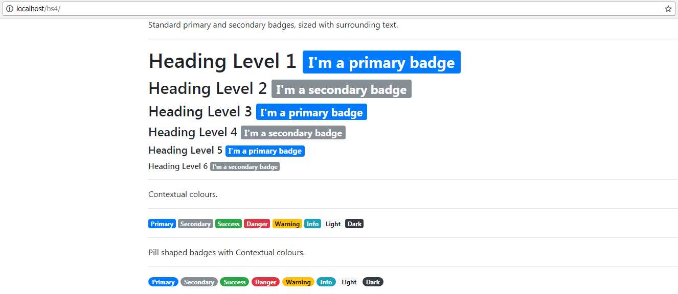 A demonstration of the badge component as produced by Code Listing 48