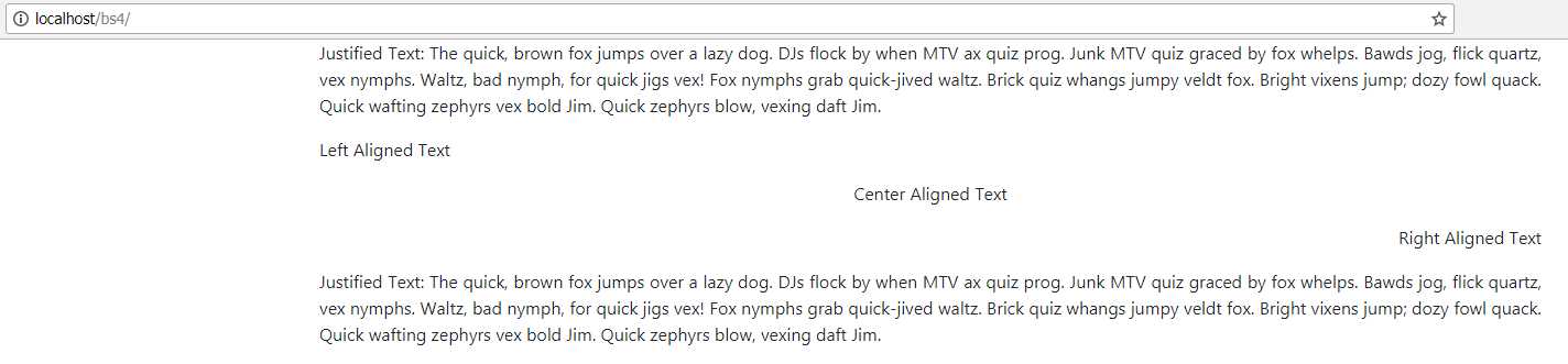Output produced by the alignment classes code listing