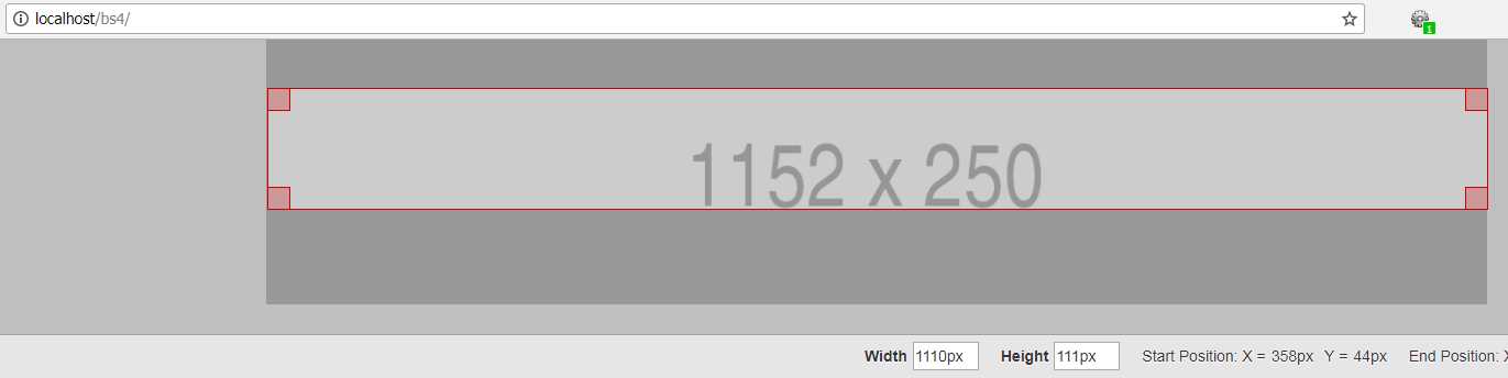 The output from Code Listing 31 with the Web Developer ruler enabled to display the image’s actual width