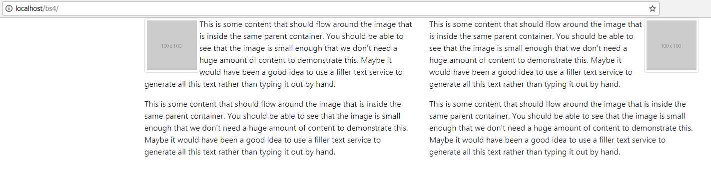 The output from Code Listing 34, showing alignment with text and images