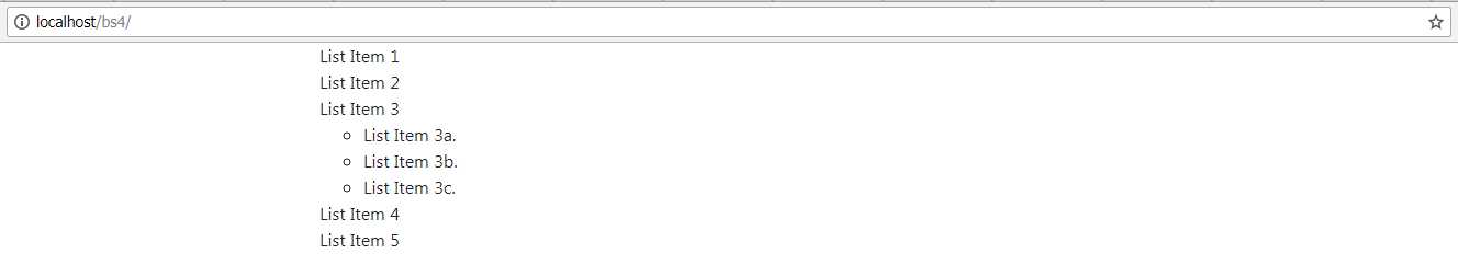 The output produced by a normal list tag with the un-styled class added