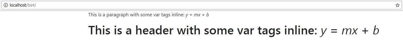 Variable markup output from Code Listing 29