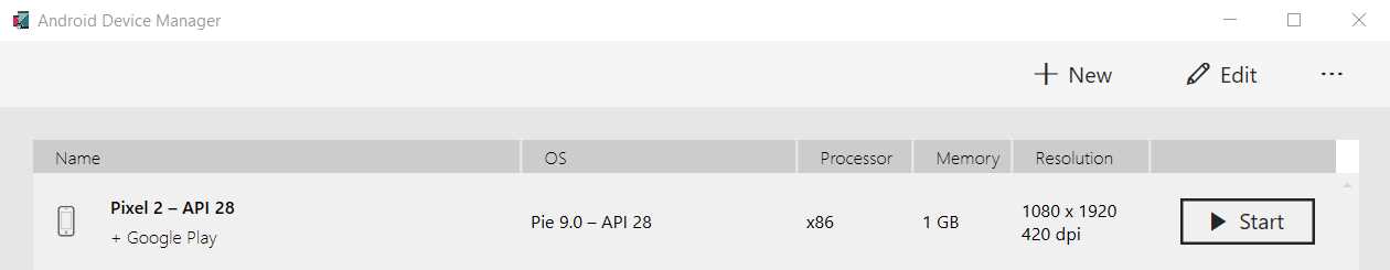 Android Device Manager (Launched from Visual Studio 2019)