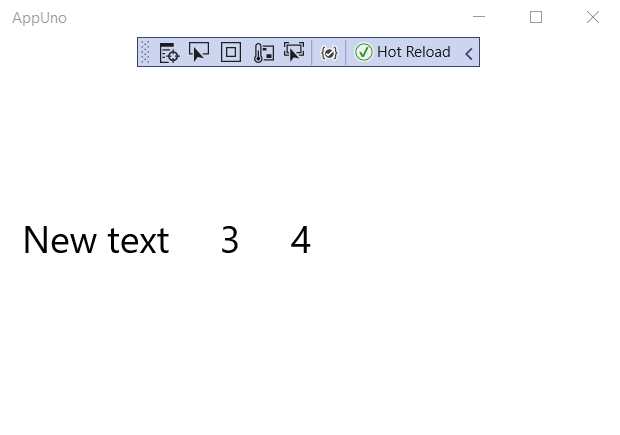 The AppUno.UWP Application Running (StackPanel with Horizontal Orientation)