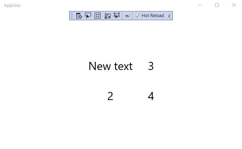 The AppUno.UWP Application Running (Using a Centered Grid Component)