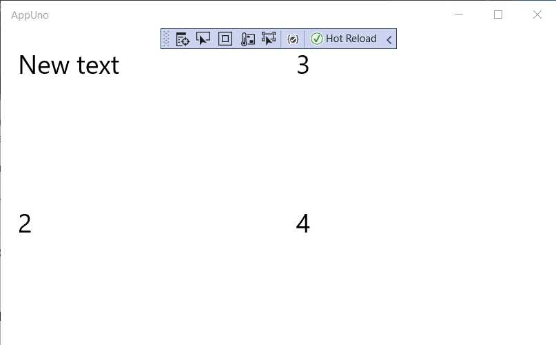 The AppUno.UWP Application Running (Using a Grid Component)