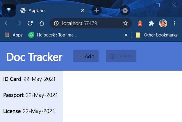 The Finished App Running
