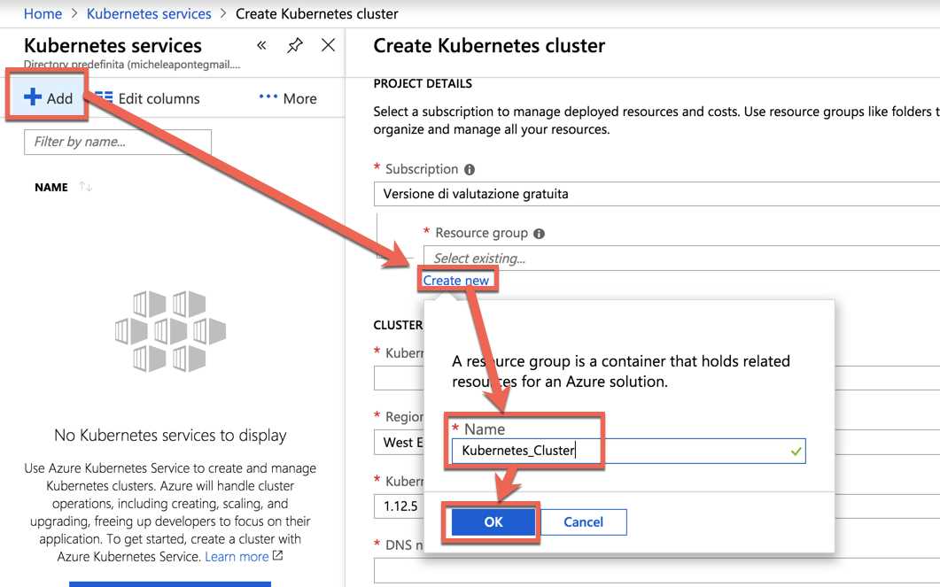 Azure Kubernetes Service wizard