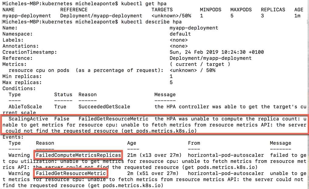 Command to describe the HPA status