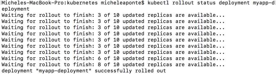 Deployment rollout status output